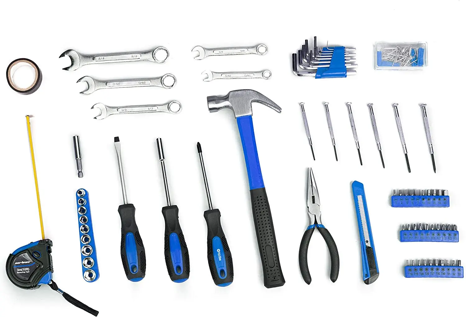 148Piece Tool Set General Household Hand Tool Kit with Plastic Toolbox Storage Case Blue