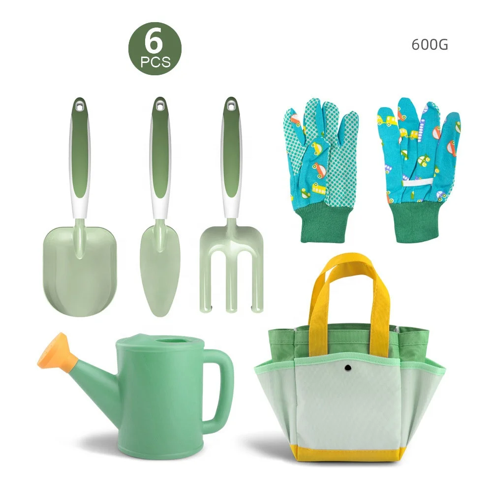 Garden hand tools 6pcs kids gardening set children hand tool kit toddler gardening tool set for boys girls gift