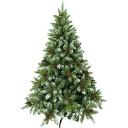 Pine Needles Tree Outdoor Christmas Holiday Decoration Customizable Height Artificial Green with Red Berry PVC ROHS Acceptable