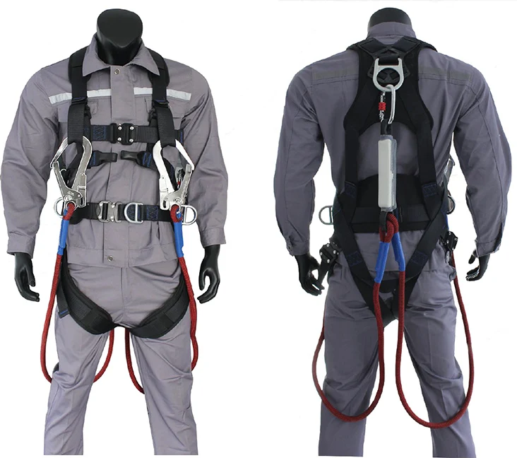 5 Points Safety Harness Fall Protection Kit Full Body Roofing harnesses with Shock Absorbing Lanyard for Work In Height For Film