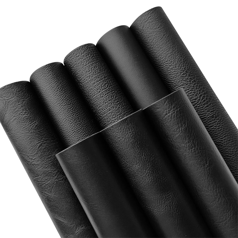 All Black Series Texture Embossed Synthetic Faux Leather Fabric Cotton Backing for Making Upholstery Garment Accessories