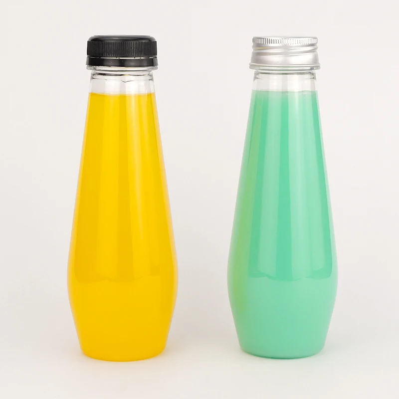 Custom 120ml 200ml 12oz 8oz 4oz Flat Clear Square Shape Plastic PET Juice Drinking Bottle With Cap
