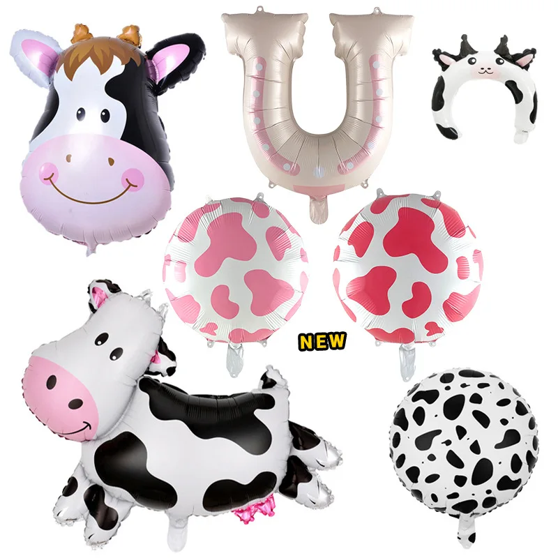 2024 New Products Wholesale Cheap Price Horseshoe Shape Mylar Helium Kids Birthday Party Decorations Cow Shaped Foil Balloon