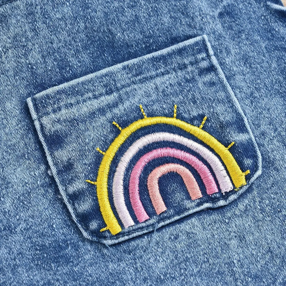 2023 new product Embroidery fabric denim girls clothing Baby Girl clothes Baby Rompers