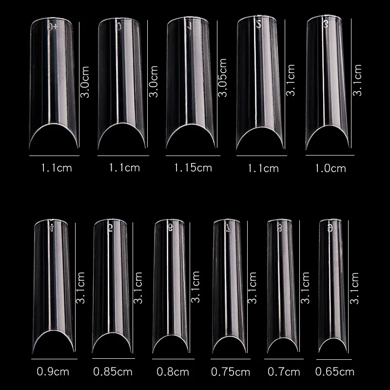 
Factory Long C Shape False Nail Art Tips ABS Salon Full Cover French Artificial False Nail Tips 