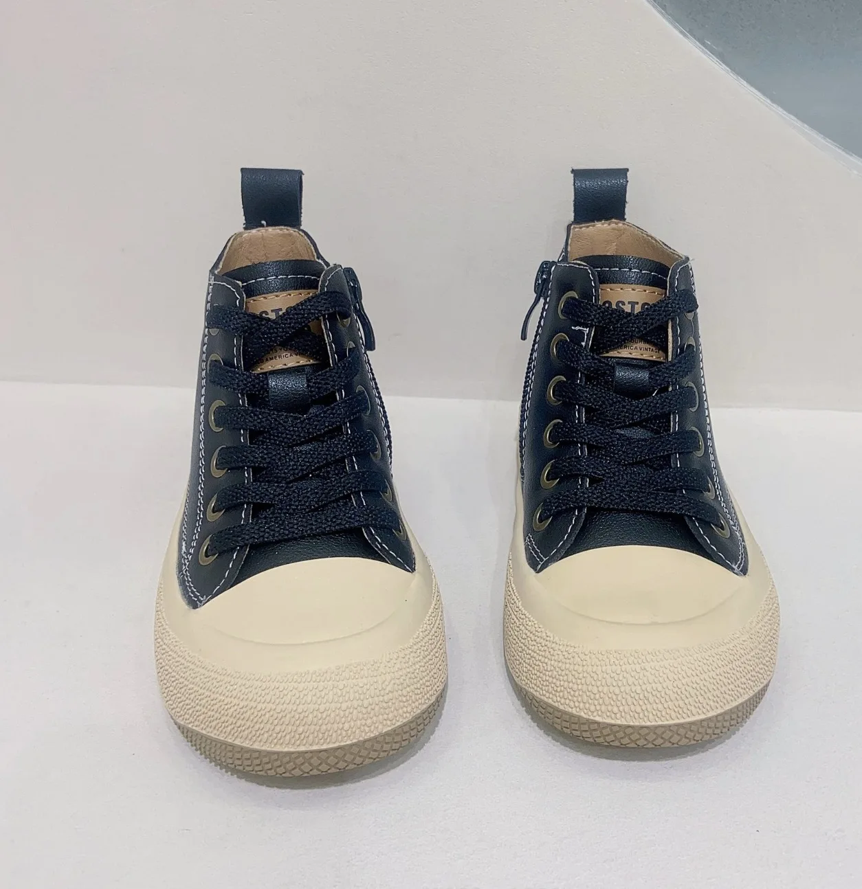 Fashion Star Designer Kids High Top Sneaker  Shoes Casual Sport Boys  Sneakers  Soft Rubber Sole Flat Children Canvas  Size26-37