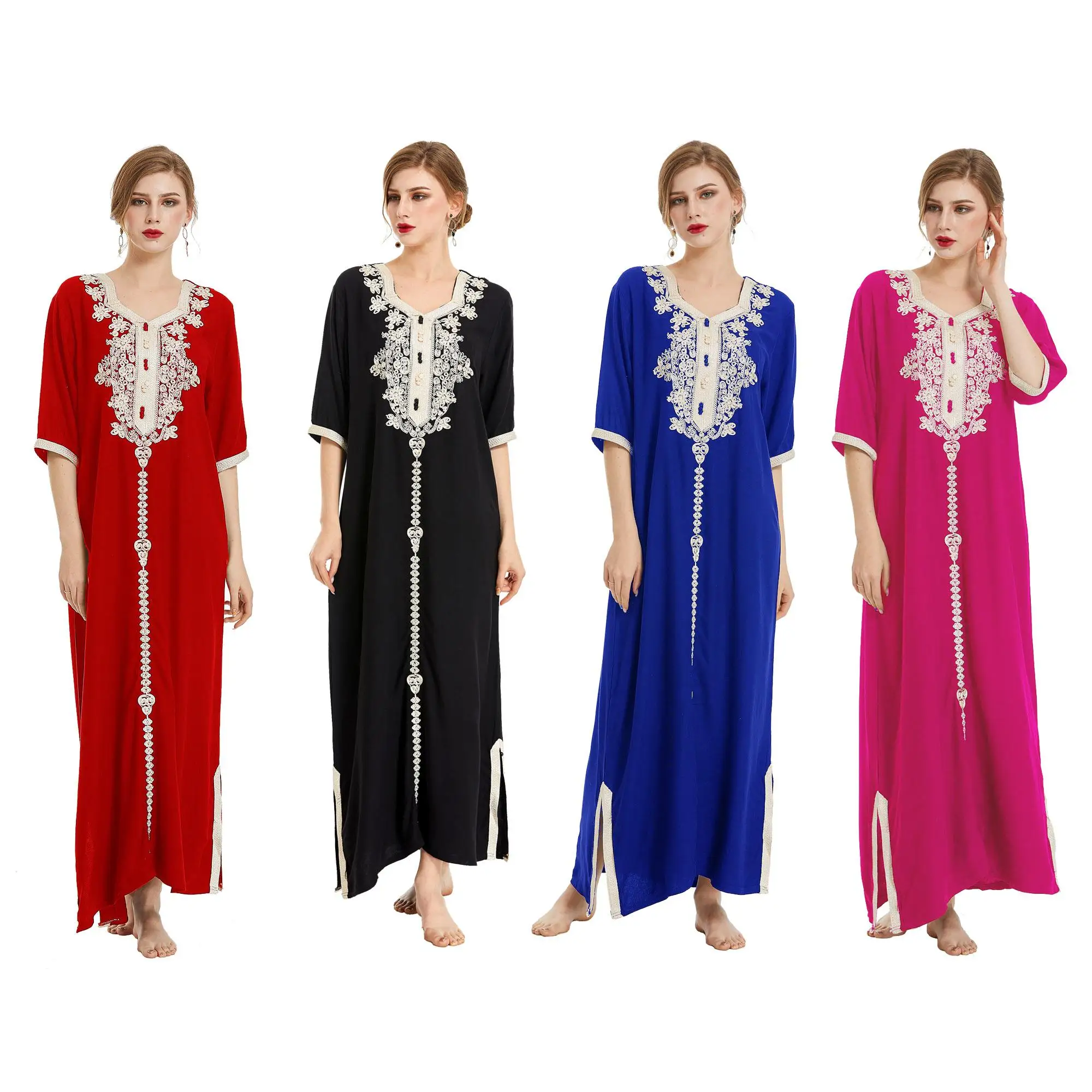 New Elegant Arab Women Muslim Dress 4color Islamic Clothing Abaya Dubai