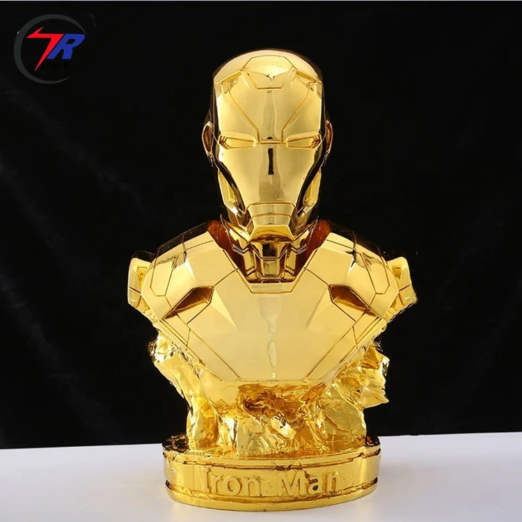 Hot products Home decor cartoon Marvel Red Iron Man can shine fiberglass bust resin statue