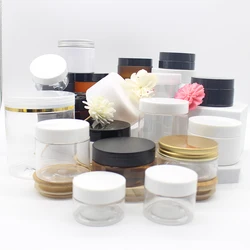 100ML 200ML 300ML 500ML pet round transparent bottle 8oz 10oz cosmetic container food grade plastic jar with gold lids
