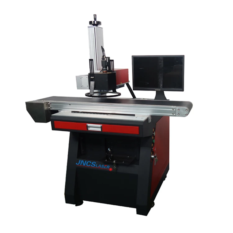 CCD Visual Positioning 50 watt fiber laser marking machine 20w with conveyor belt