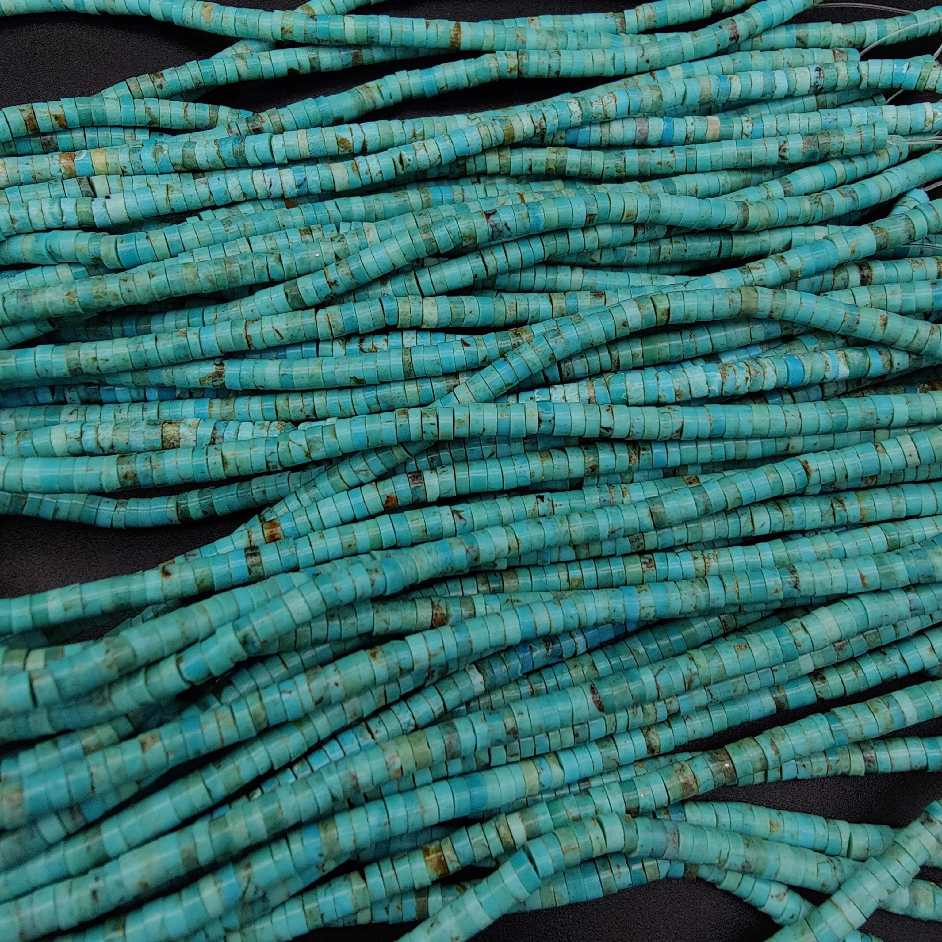 Heishi Spacer Rondelle Gemstone Beads Strand, Aventurine Unakite Onyx Agate Turquoise Abacus Disc For Necklaces Making 2x6mm