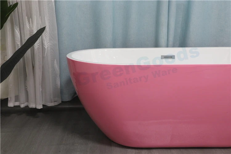 Розовая Акриловая поверхность, овальная автономная ванна из смолы