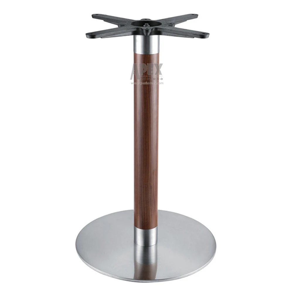 Furniture accessories modern industrial round stainless steel wood finishing design customized table base