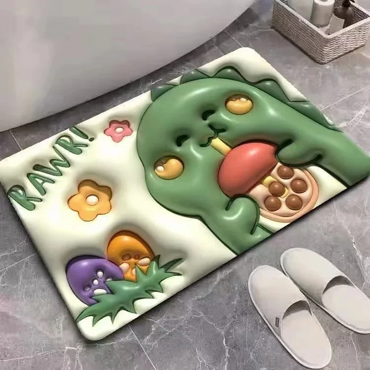 Water Resistant  Cartoon Custom Soft Diatomite Bath Rug Diatomaceous Earth Diatom Mud Absorbent Bathroom Mat Floor Carpet