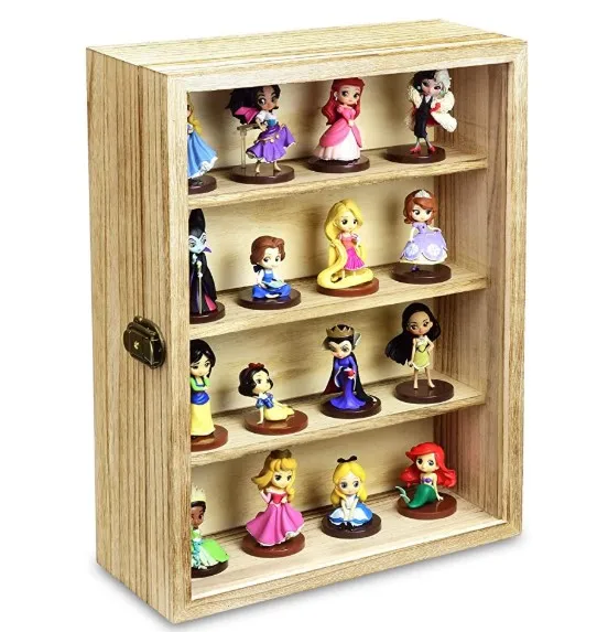 Деревянная настенная Коллекционная витрина, съемные полки, футляр для теней с замком и ключом