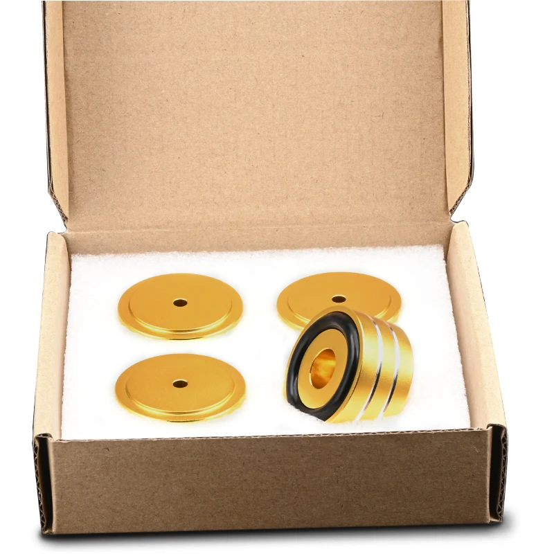 ATAUDIO 4 pcs Shock Absorber HiFi Speaker Isolator Spike Pads Stand Feet Base Aluminum Alloy Pads Speaker Isolation Feet