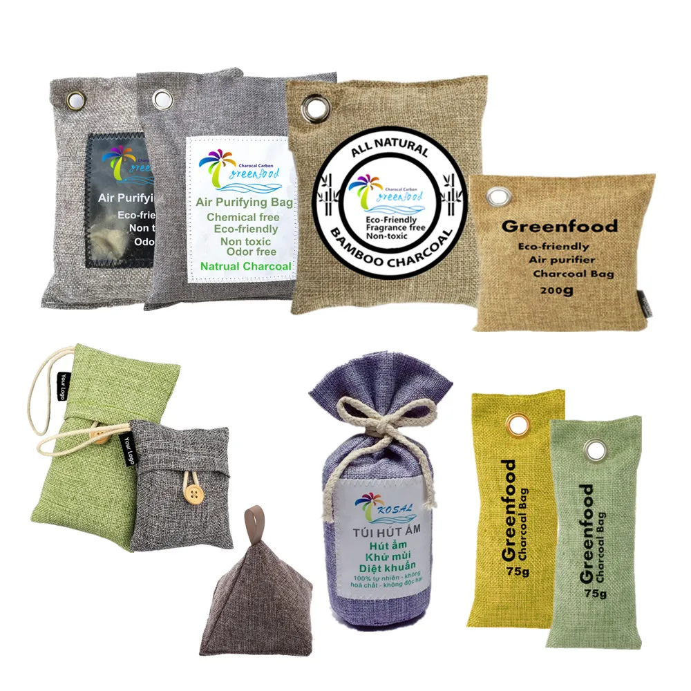Activated Moso Bamboo Charcoal Air Purifying Bag Charcoal Air Freshener Purifier Bag Odor Eliminator