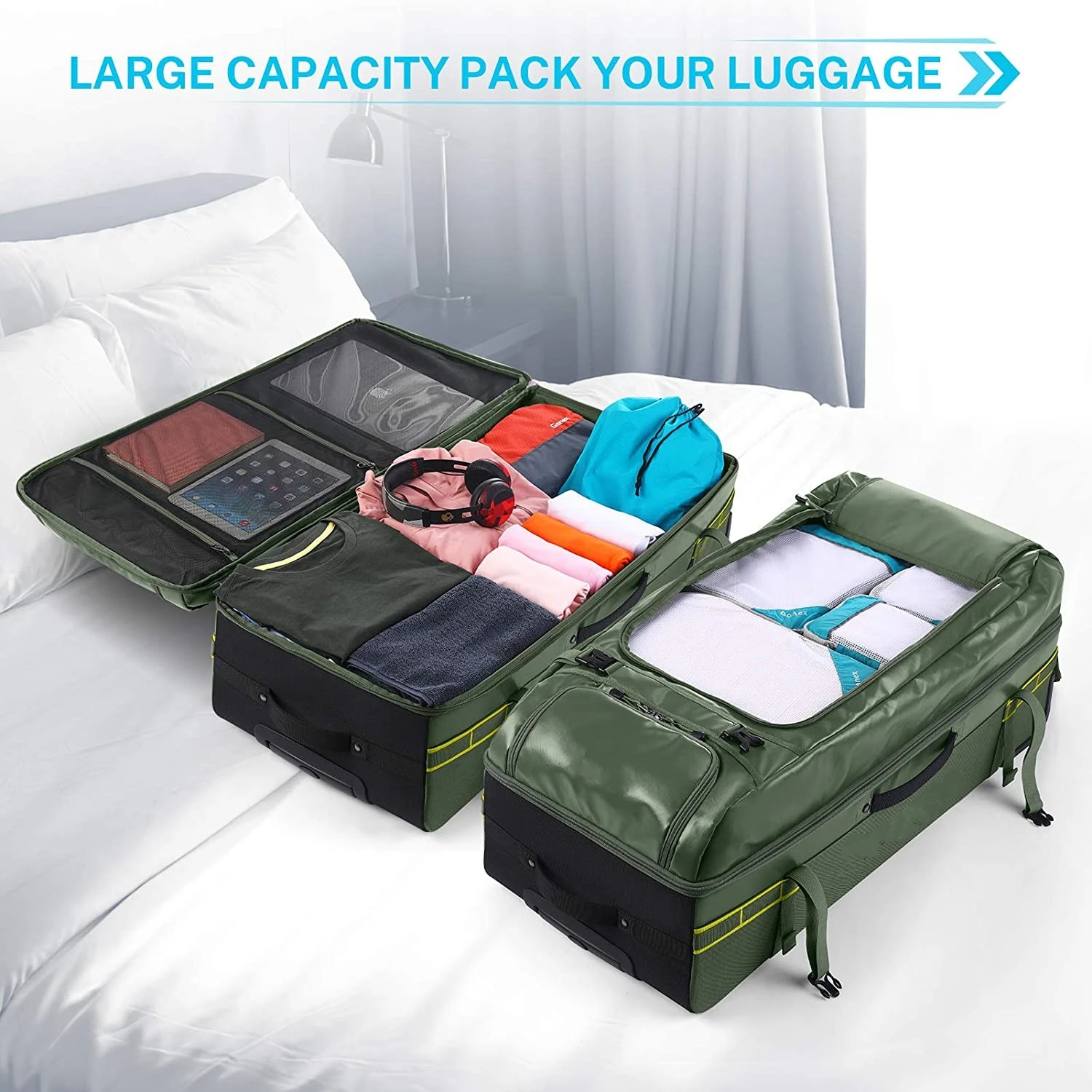 Wholesale Rolling Duffle Bag 100L waterproof trolley luggage travel bags Large Outdoor Training Sports Duffle Gym Bag for Unisex