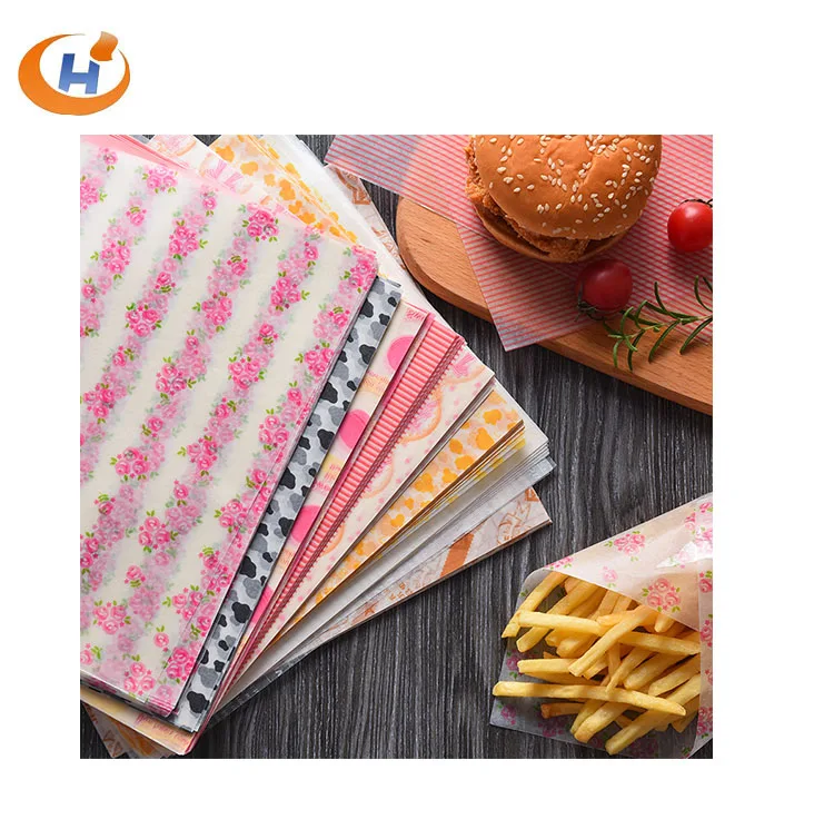 Custom Printed Greaseproof White Sandwich Food Wrapping Paper sheets