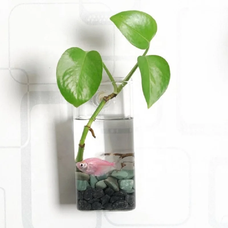 Wholesale Chinese Modern Design Decorative small clear cylinder square handmade Cheap flower hanging glass vase in bulk