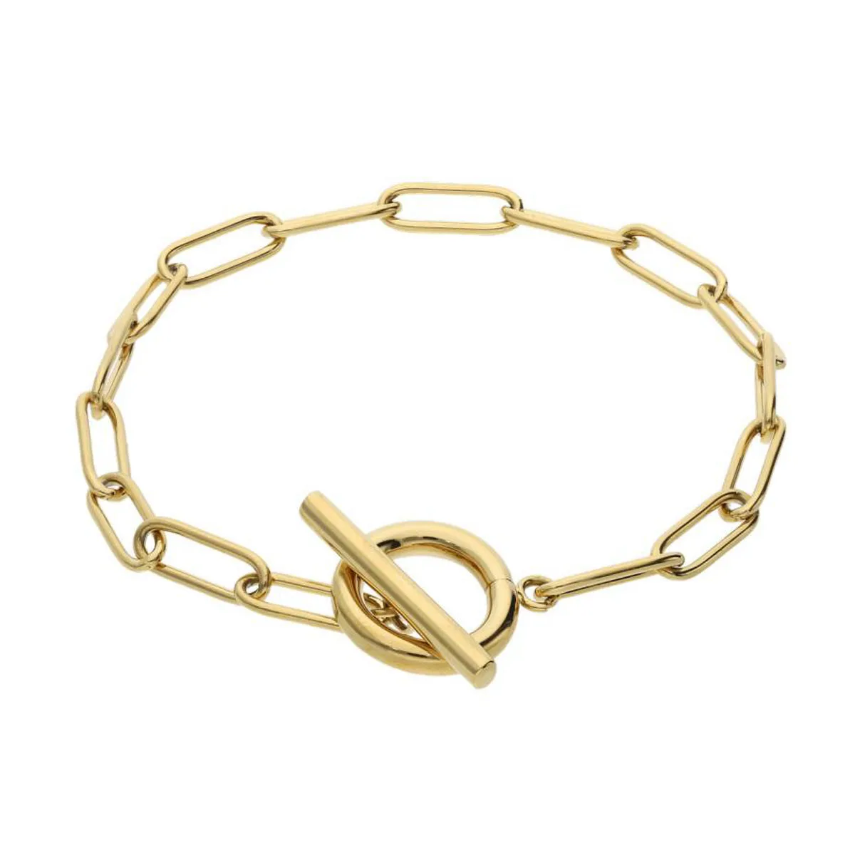 Fashion Wholesale Bar Clasp Paper Clip Stainless Steel Chain Gold Bracelet for Women 14K Fashion Jewelry Bracelets