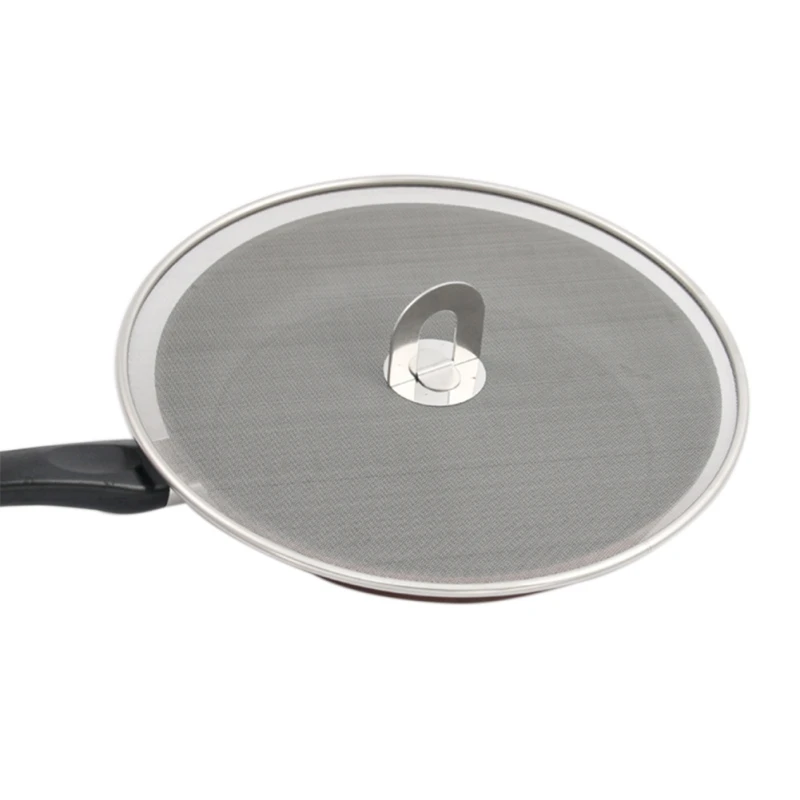 Kitchen Artifact Proofing Lid Filter Foldable Handle Metal Frying Pan Cover SS304 Splatter Screen