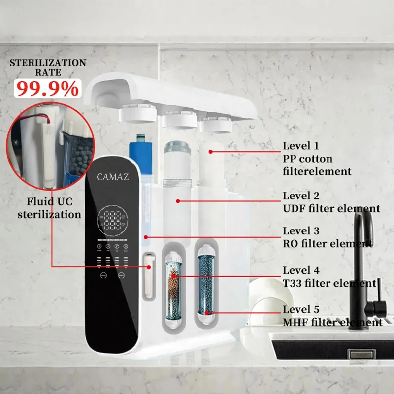 Home Ro filter System Portable Reverse Osmosis Alkaline Ro Filter Purifier 4 Stage Temperature Water Dispenser