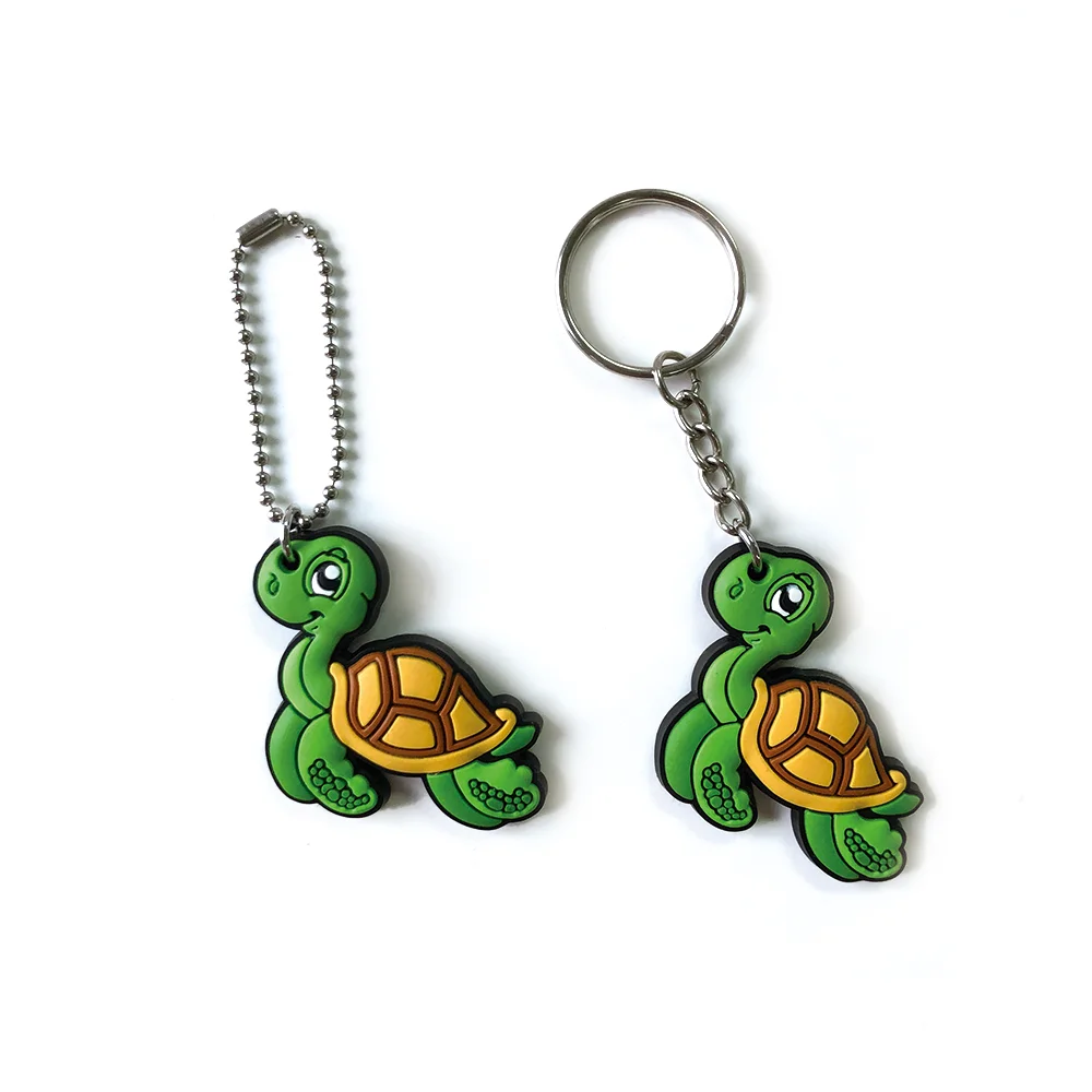 Promotional Hard Custom Eco-friendly Recycled Make Wholesale Small Diy Animal Figure With Rubber Flat Plastic Keychains