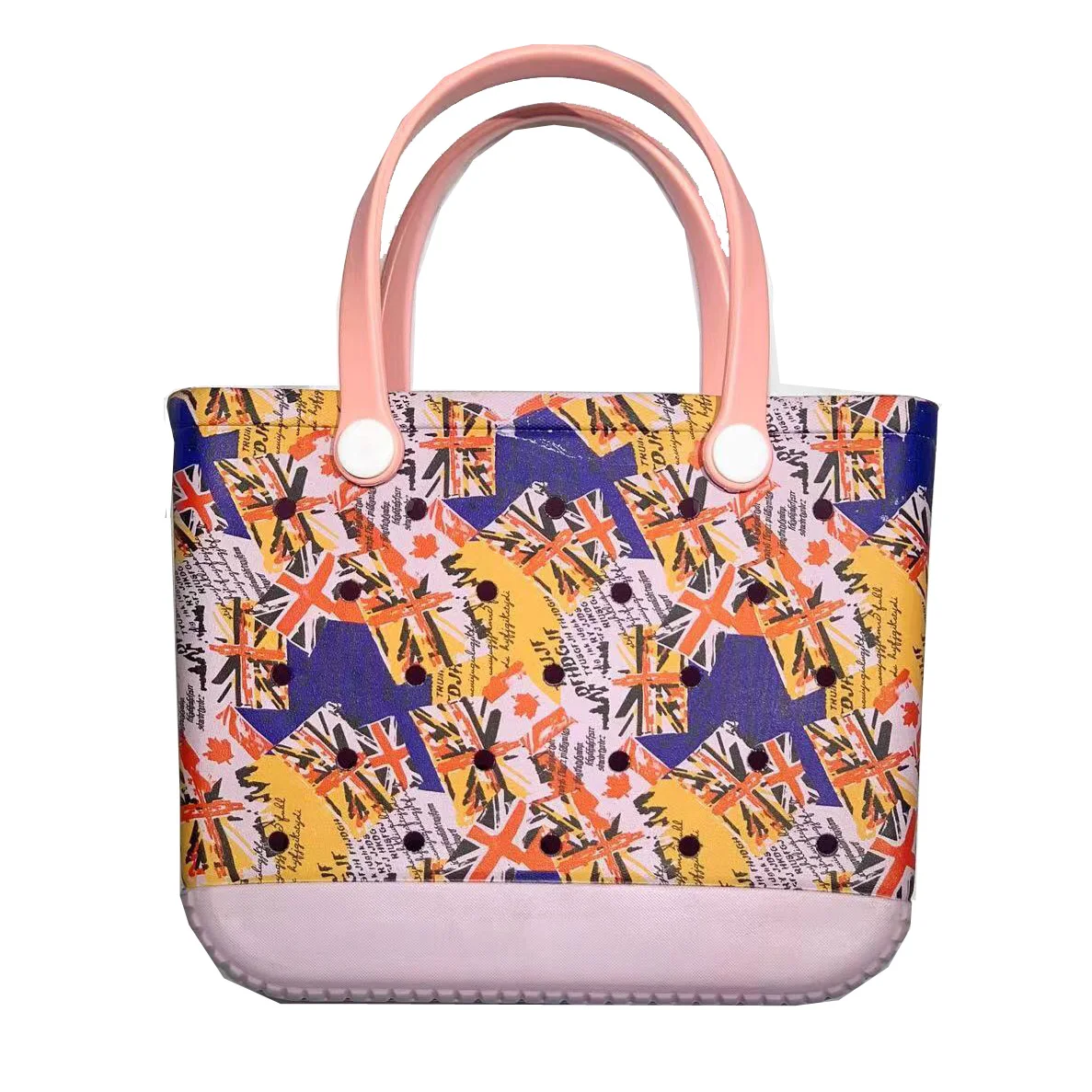 Wholesale EVA rubber large net beach basket hole beach storage bag custom women waterproof handbag tote bogg bag silicone beach