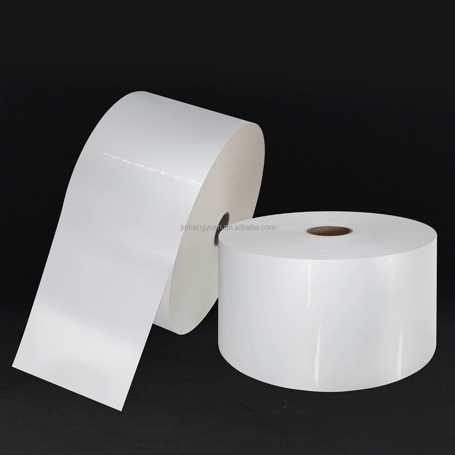 White Glossy PP Film Jumbo Roll  Self Adhesive Synthetic Paper Label Material