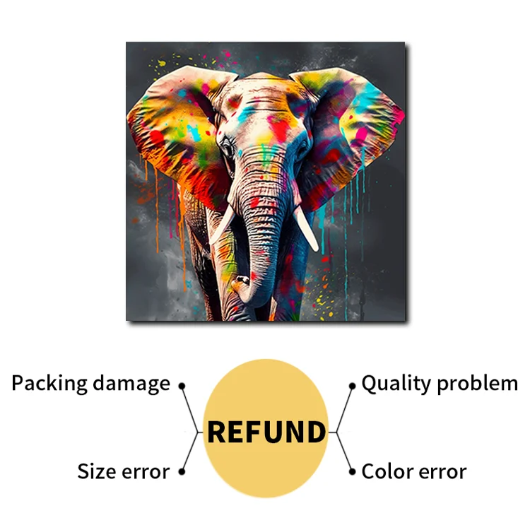 Modern artistic elephant printed canvas painting living room decoration