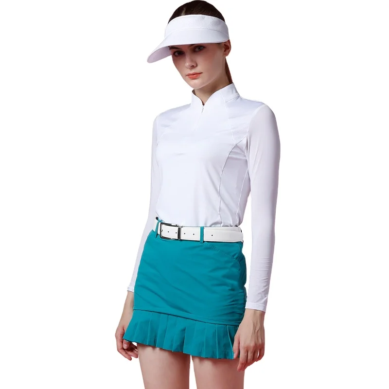 Pleated Tennis Sports Golf Skirts with 3 Pocket Pants design Athletic Women golf tennis skirts long sleeve polo shirt