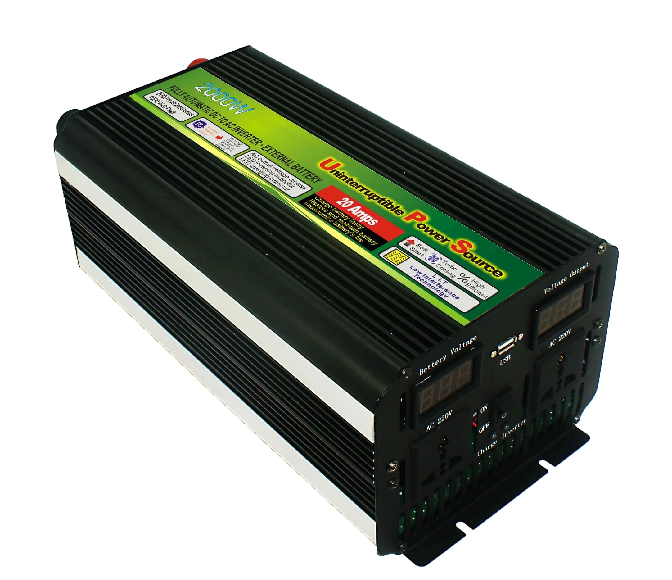 Преобразователь источника питания постоянного тока в переменный ток 12 В 24 В до 110 В 220 в 230 в модифицированный синусоидальный сигнал 2000 Вт ups инвертор с зарядным устройством для аккумулятора