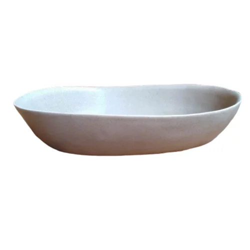
Ceramic oval plate Salad Soup Vegetable Noodle Curry Matt Brown with black dot handmade Ceramic Food Curry Bowl 