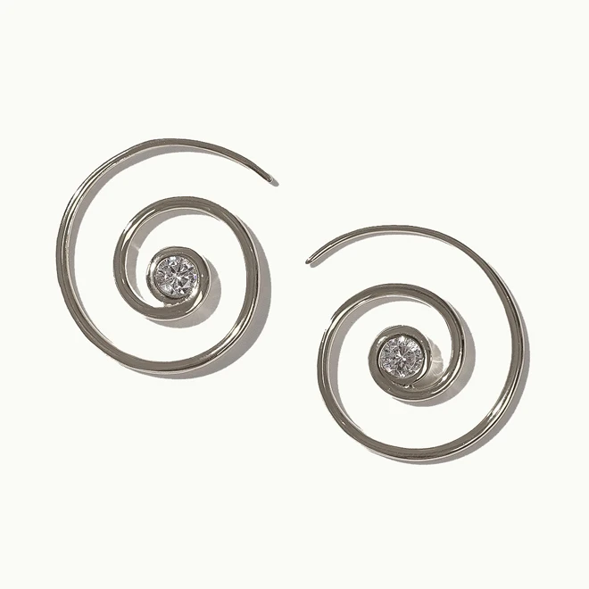 
Beautiful Circle Design Solid 925 Sterling Silver Natural White Topaz Gemstone girls Earring 