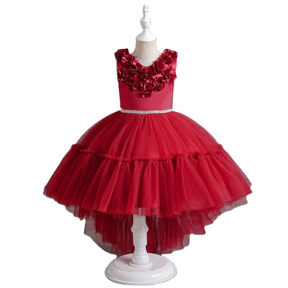 Goodada Garment  High Quality Girls Wedding Dresses Christmas Ball Gown Kids Princess Birthday Long Trailing Dress