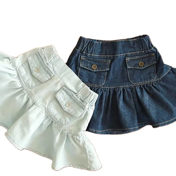 HT-22D1173 new arrival infant baby girls denim skirt fashion ruffles mini short skirt infant toddler kids jeans clothing