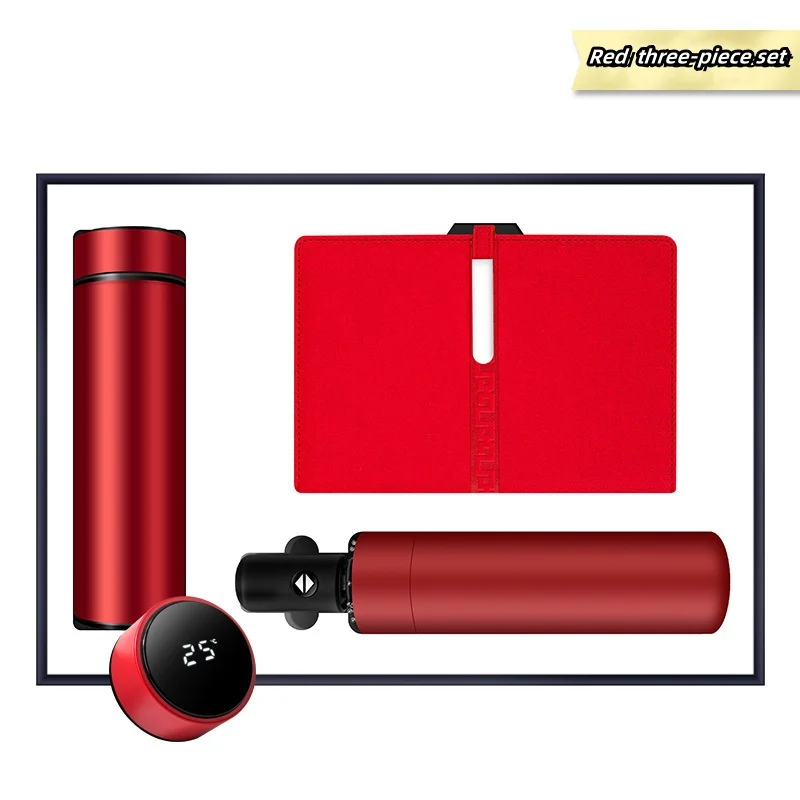 Annual Promotion Business stationery gift set 3 in 1 umbrella mug Notebook Vacuum Cup Office Accessory Custom Gift Set