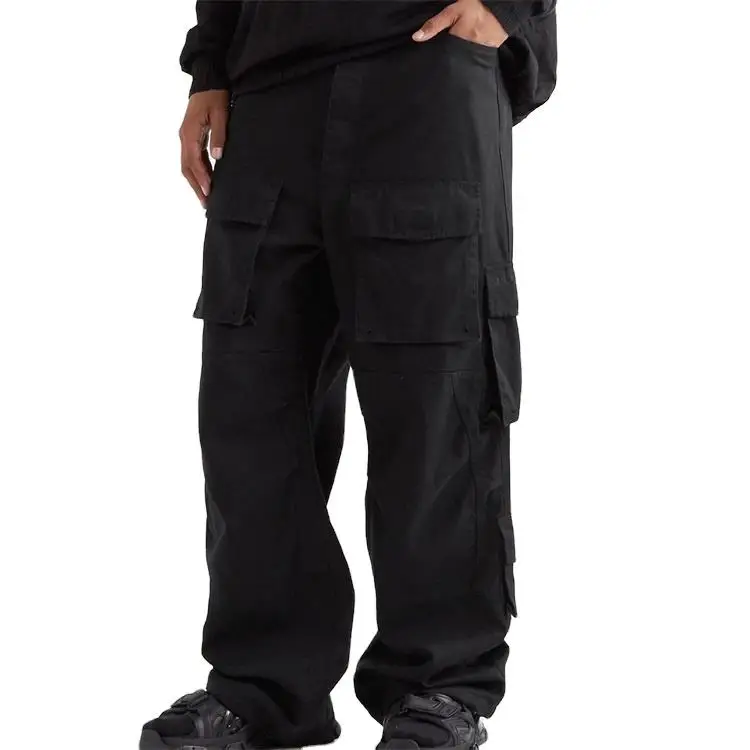 Custom Men Loose Hip Hop Streetwear Cargo Pants With Multi Pockets