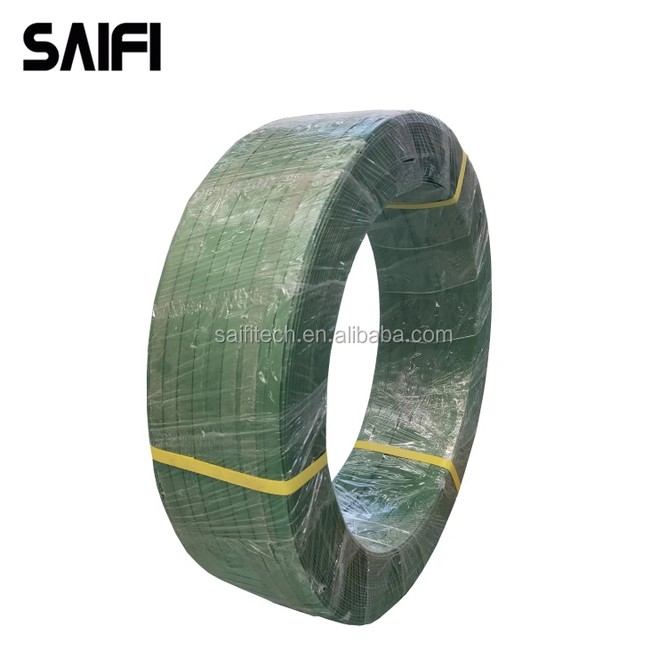 Manufacturer 16 mm plastic embossed green strapping waste pet strap for machine use