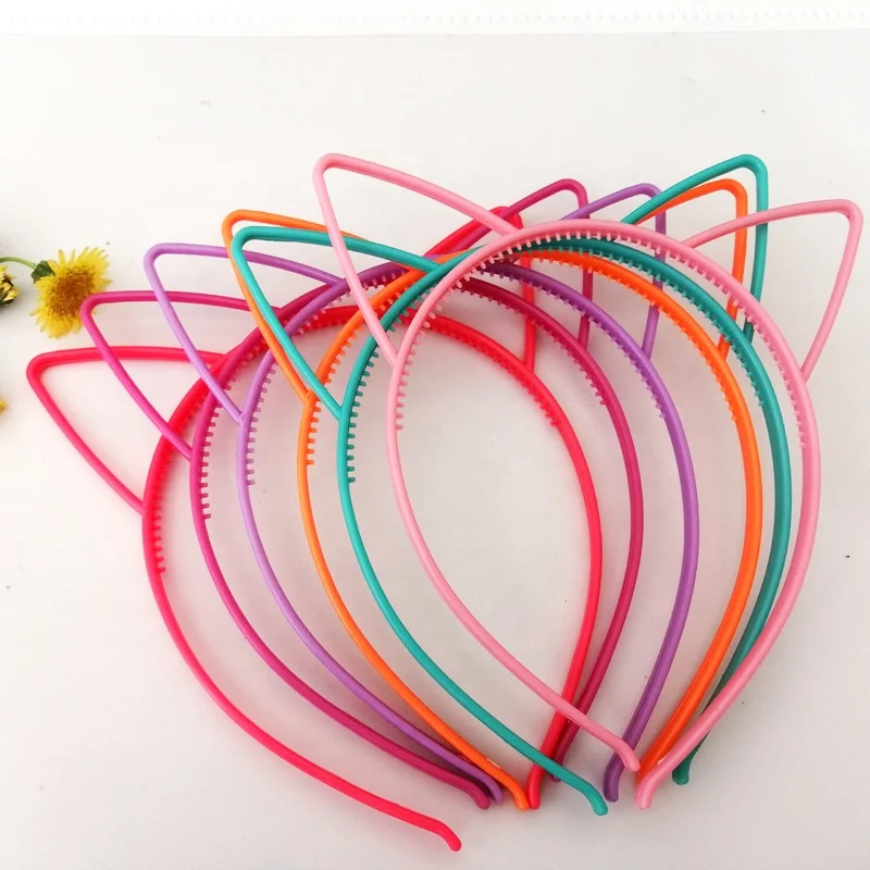Dropshiping Wholesale Cute Happy Birthday Crown Cartoon Children Cat Ears Plastic Headband Princess Tiara