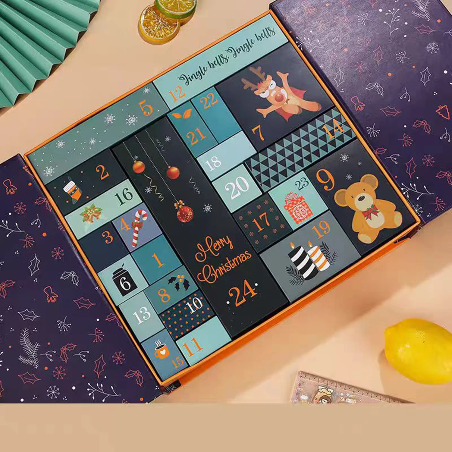 customized Christmas Birthday advent calendar 24 day box pink countdown empty advent calendar box sugared 12 days