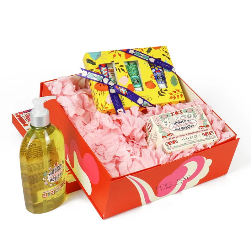 Biodegradable Rigid Cardcoard Wash Care Product Shower Gels Favor Body Lotion Cosmetic Soap Packaging Paper Box with Ribbon