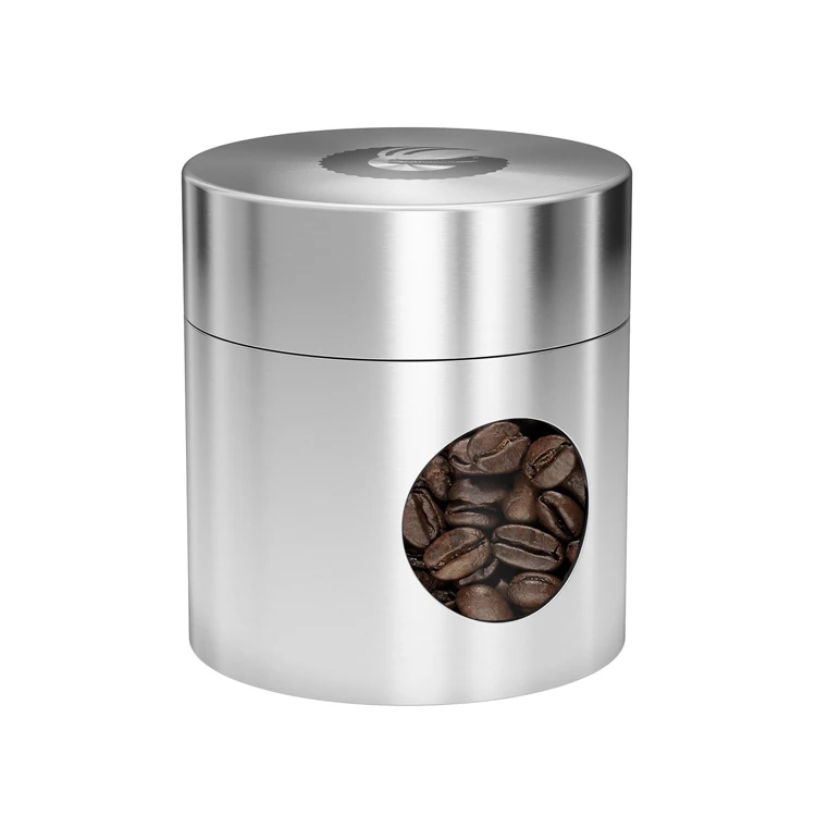 Small size 100 ml stainless steel glass mini coffee bean food container coffee bean container
