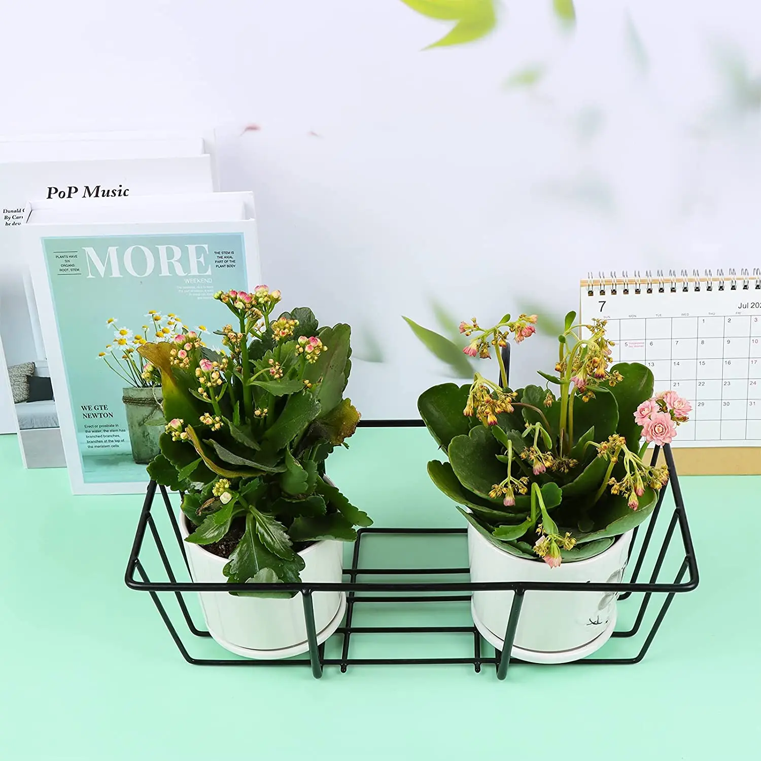 Balcony Hanging Flower Rack Railing Metal Planter Pots Stand for Indoor Deck Box Outdoor Hanger Stand