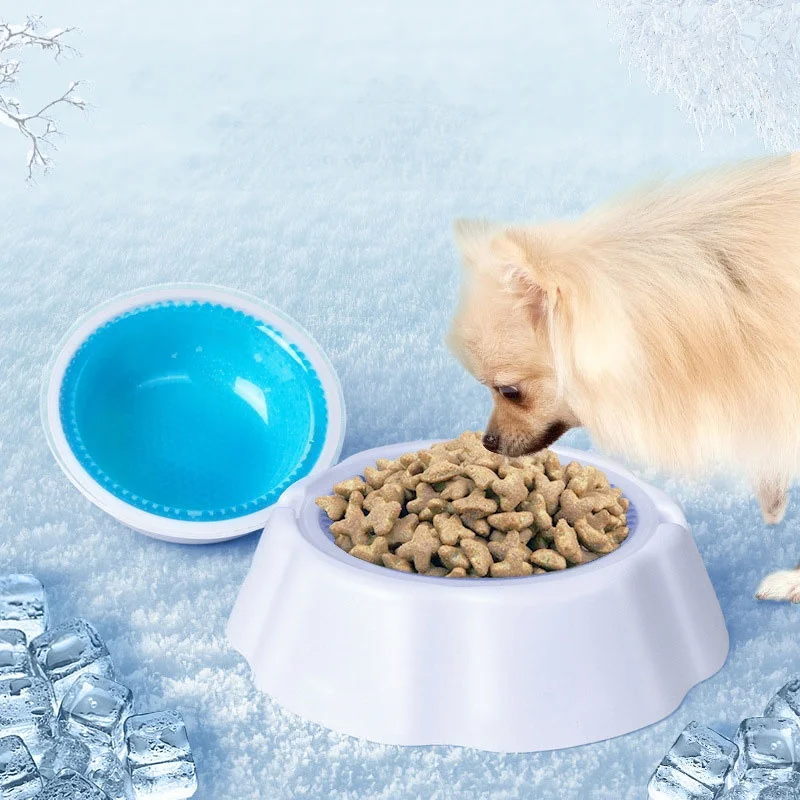 Wholesale Custom Summer Recyclable Pp Frozen Portable Pet Bowls Condensation Beads Cool Cat Bowl Cooling Food Water Dog Bowl