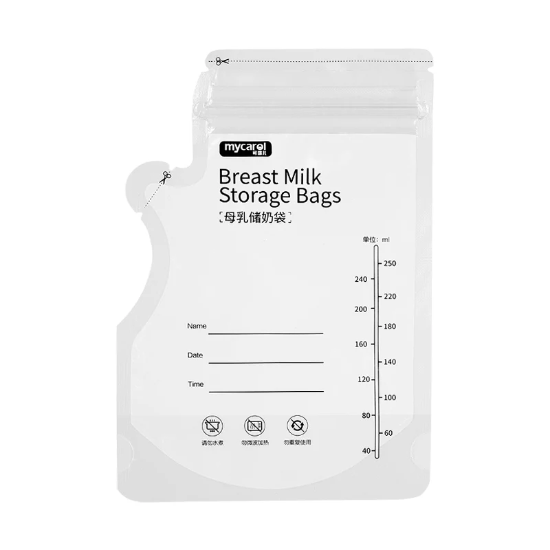 Pre-sterilized large capacity 250ml self-standing safety and portable breastfeeding milk storage bag