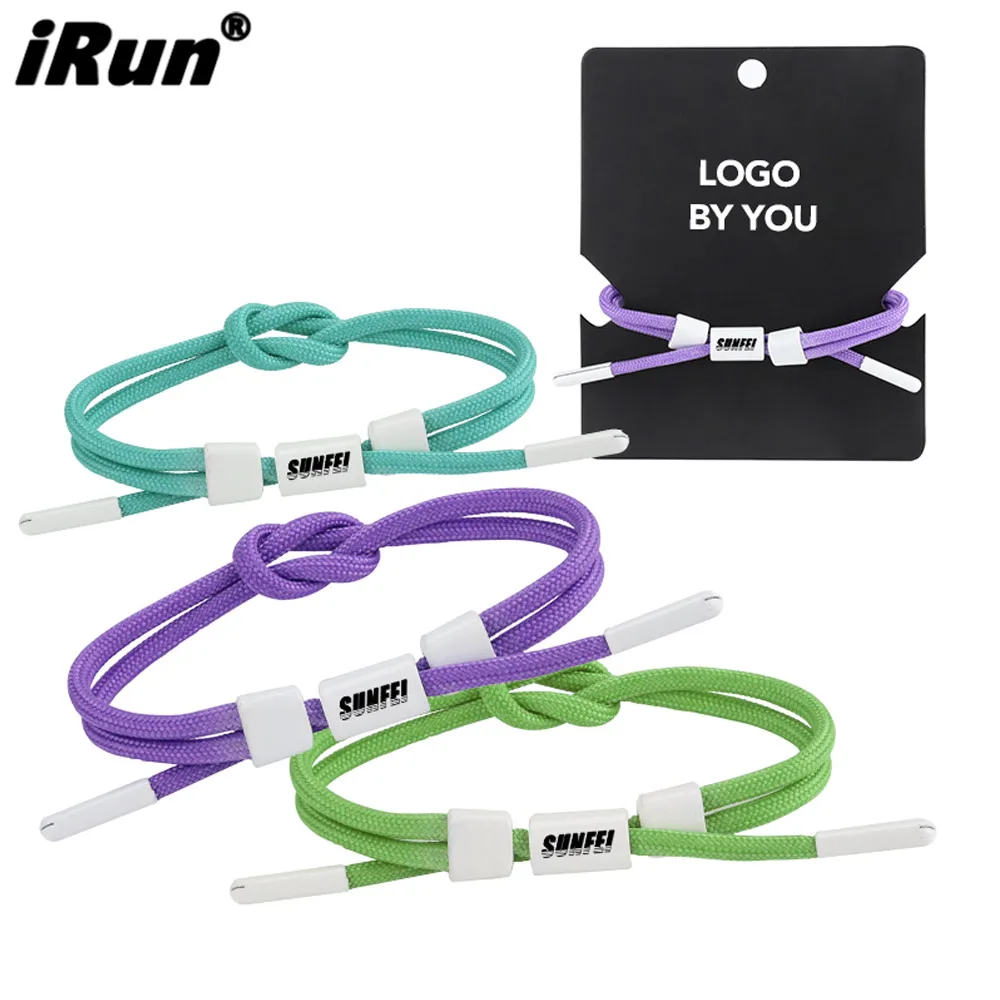 iRun Popular Sports Wristband Polyester Multi-Color Handmade Braided Rope Basketball Shoes Laces Cord Bracelet
