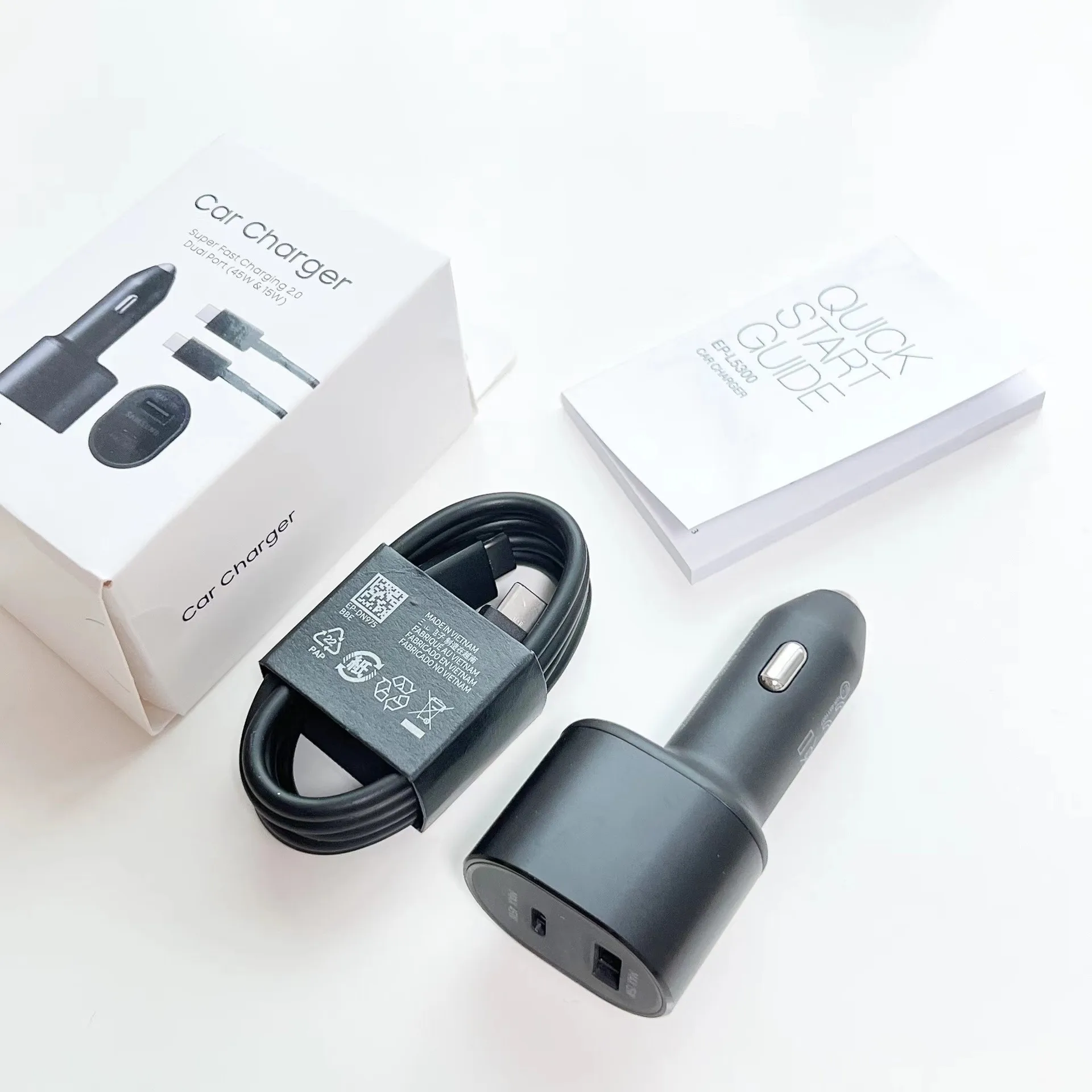 Type-c Adapter USB-C Original PD 45W 15W Dual USB Adaptive for Samsung Fast Charger S23 S20 S22 Ultra Z Fold 2 3 4 Car Charger