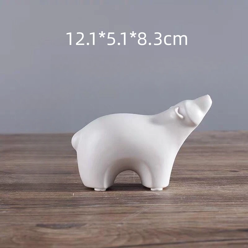 Polar Bear Figurines - Collectible Animal Art - Miniature Hand Made and Painted Ceramic Porcelain Clay Pottery Earthenware Ursin